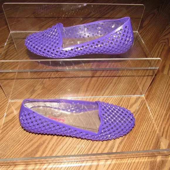 The Original Skidders Studded Purple Jelly Flats 8 - Picture 1 of 4